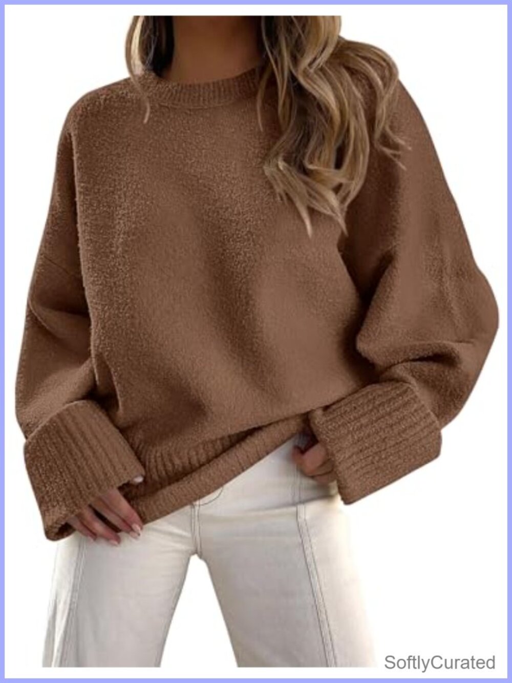 Cozy Oversized Fuzzy Crewneck Pullover Sweater Long Sleeve